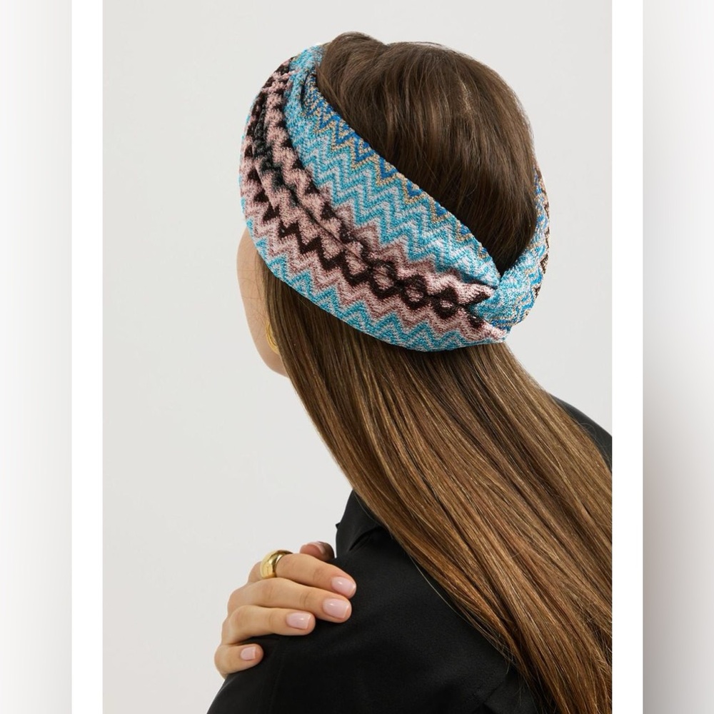 Missoni Zigzag Knit Head Scarf - Blue Multicolor - NWT - Picture 10 of 10